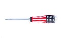 Screwdriver with american flag pattern isolated on white background Royalty Free Stock Photo