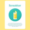 Screwdriver cocktail drink in circle icon