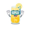 Screwdriver cocktail mascot design swims with diving glasses