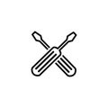 Screwdriver Crossed Line Icon In Flat Style For App, UI, Websites. Black Icon Vector Illustration Royalty Free Stock Photo