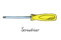 Screwdriver crosshead, hand drawn doodle sketch in pop art style Royalty Free Stock Photo