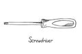 Screwdriver crosshead, hand drawn doodle sketch Royalty Free Stock Photo