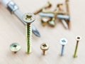 Screwdriver and different size screws Royalty Free Stock Photo