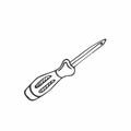 Screwdriver doodle illustrations. Hand drawn screwdriver icon in vector. Doodle screwdriver icon in vector Royalty Free Stock Photo