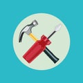 Screwdriver and hammer flat design