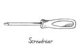 Screwdriver, hand drawn doodle sketch Royalty Free Stock Photo