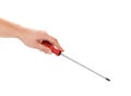 Screwdriver with hand isolated Royalty Free Stock Photo