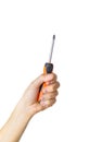 screwdriver in the hands of a man isolate. Selective focus. Royalty Free Stock Photo