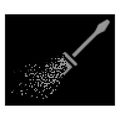 White Fractured Pixelated Halftone Screwdriver Icon