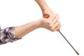 Screwdriver in male hands Royalty Free Stock Photo