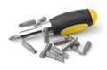 Screwdriver and metal replacement bits Royalty Free Stock Photo