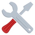 Screwdriver and Wrench Crossed Flat Icon