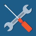 Screwdriver and Open end wrench  symbol illustration Royalty Free Stock Photo