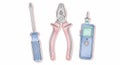 Screwdriver pliers multimeter tools with transparent background Royalty Free Stock Photo