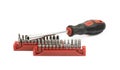 Screwdriver with the replacable bit isolated Royalty Free Stock Photo