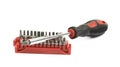 Screwdriver with the replacable bit isolated Royalty Free Stock Photo