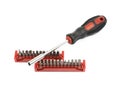 Screwdriver with the replacable bit isolated Royalty Free Stock Photo