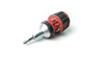 Screwdriver with replaceable nozzles on white background