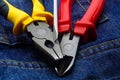 Screwdriver slotted side cutter pliers set of tools electrician background engineering