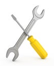 Screwdriver and spanner.