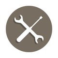 screwdriver spanner icon in badge style. One of Construction Materials collection icon can be used for UI, UX
