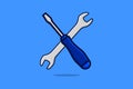 Screwdriver tool vector illustration. Working tools equipment objects icon concept. Screwdrivers in cross sign vector design on ye