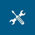 Screwdriver And Wrench Blue Icon On White Background. Blue Flat Style Vector Illustration