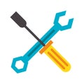 Screwdriver and wrench crossed symbol