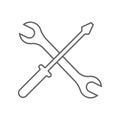 screwdriver and wrench icon. Element of Car repear for mobile concept and web apps icon. Outline, thin line icon for website