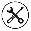 Screwdriver and wrench icon in flat style isolated on white background. Fix symbol for your web site design, logo, app, UI etc