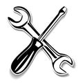 Screwdriver and wrench icon. vector illustration