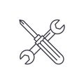 Screwdriver and wrench line icon concept. Screwdriver and wrench vector linear illustration, symbol, sign