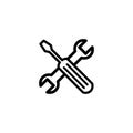 Screwdriver And Wrench Line Icon In Flat Style For App, UI, Websites. Black Icon Vector Illustration Royalty Free Stock Photo