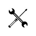 Screwdriver with wrench vector icon