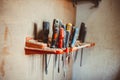 Screwdrivers hanging in the workshop Royalty Free Stock Photo