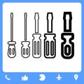 Screwdrivers Icons. Professional, Pixel-aligned, Pixel Perfect, Editable Stroke, Easy Scalablility