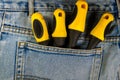 Screwdrivers in pocket of blue jeans Royalty Free Stock Photo