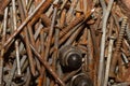 Screws background. heap of tapping screws. pile of fasteners Royalty Free Stock Photo