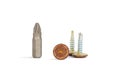 Screws and bits for screwdriver on white background Royalty Free Stock Photo