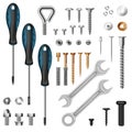 Screws Bolts Tools Realistic Set