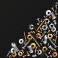 Screws Bolts Tools Realistic Background Royalty Free Stock Photo