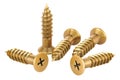 Screws from brass or copper. Pile of screws. 3D rendering Royalty Free Stock Photo