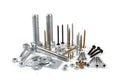 screws and fasteners on white background
