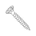 Screws, nails isolated on a white background. Vector illustration, metal screw vector sketch illustration