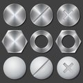 Screws, nuts and bolts realistic icons set