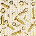 Screws and nuts over metallic texture