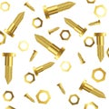 Screws and nuts over white background