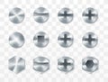 Screws, rivets and bolts set. Vector illustration isolated on transparent background Royalty Free Stock Photo