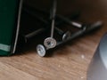 Screws in toolshop on wood Royalty Free Stock Photo