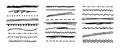 Scribble black crayon lines vector set. Chalk underline lines. Charcoal texture lines set. Grunge black horizontal lines Royalty Free Stock Photo